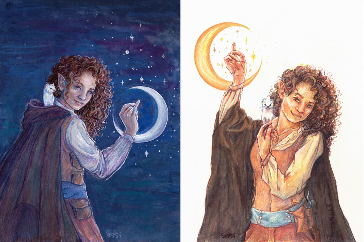 Commissioned pair of character illustrations, 2024