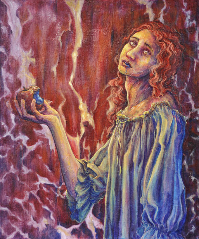 Hedelmälihani "Pulp of mine" Acrylic on canvas panel 55 x 46 cm, 2021