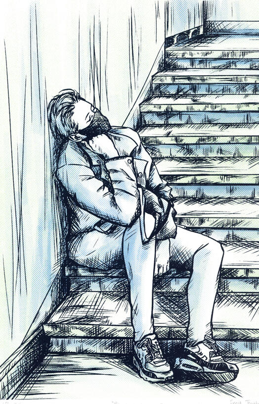 Väsynyt matkustaja "Tired passenger" Screen print 2021